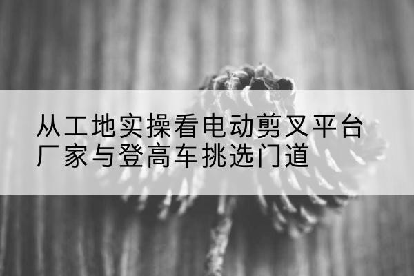 蔡甸电动剪叉升降平台厂家-从工地实操看电动剪叉平台厂家与登高车挑选门道